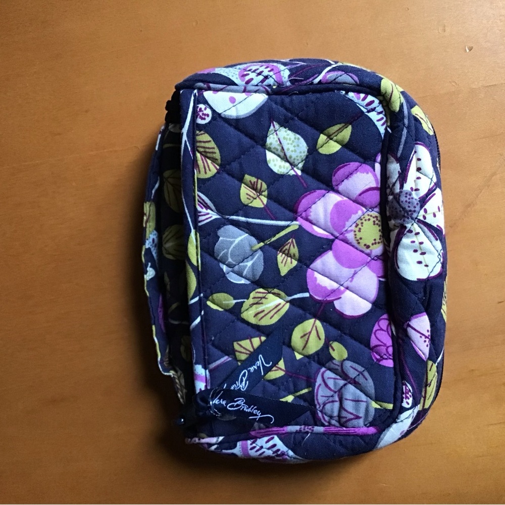 Vera Bradley Purple And Navy Quilted Toiletry Bag